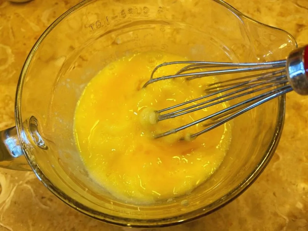 melted butter and sugar incorporated with whisk