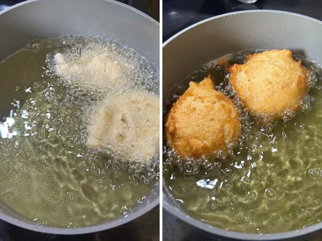 Zeppole Italian Ricotta Donut batter being fried