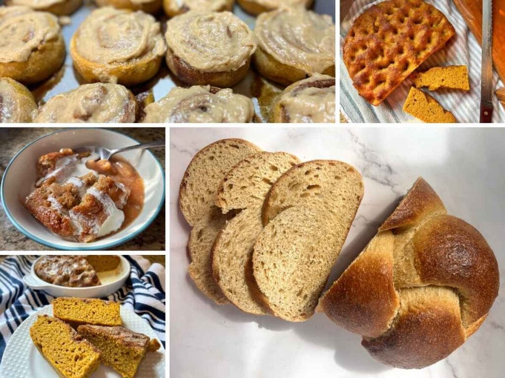 collage of fresh milled flour bakes for the fall