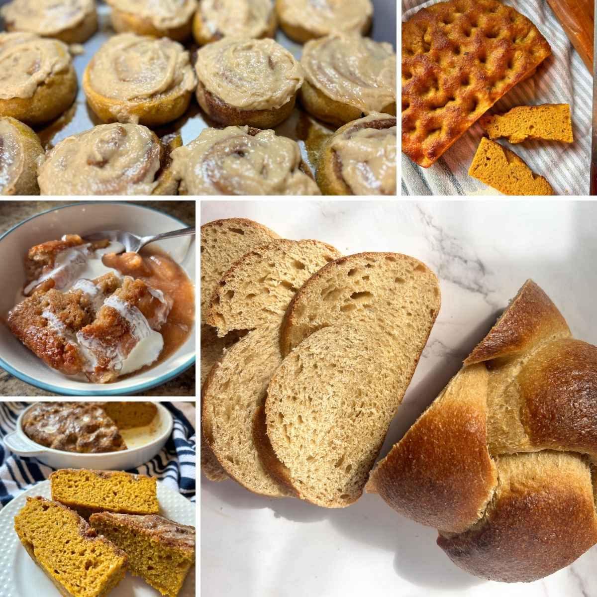 collage of fresh milled flour bakes for the fall