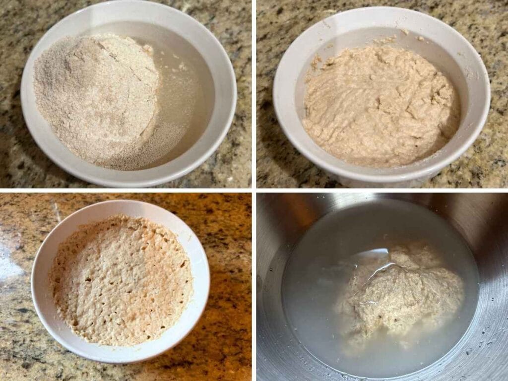 steps showing how to make a pre-ferment bread making
