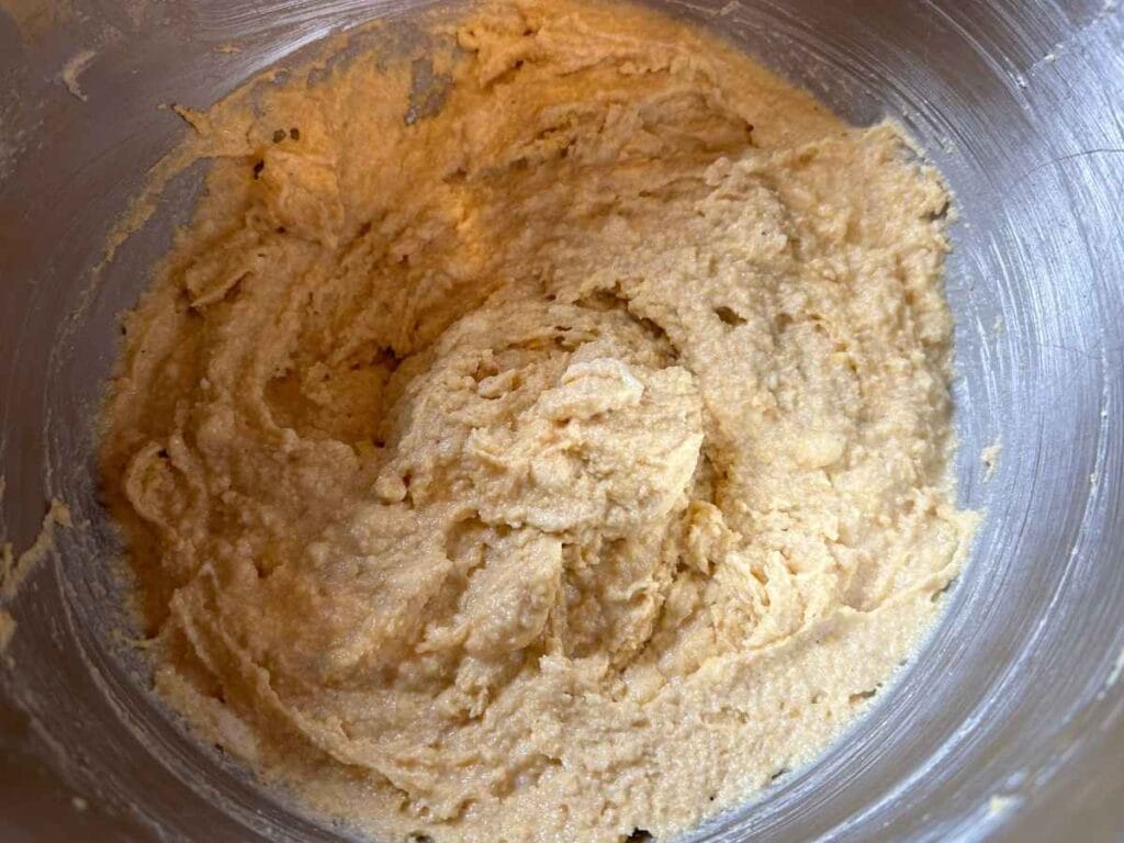 a mixing bowl of cornbread batter
