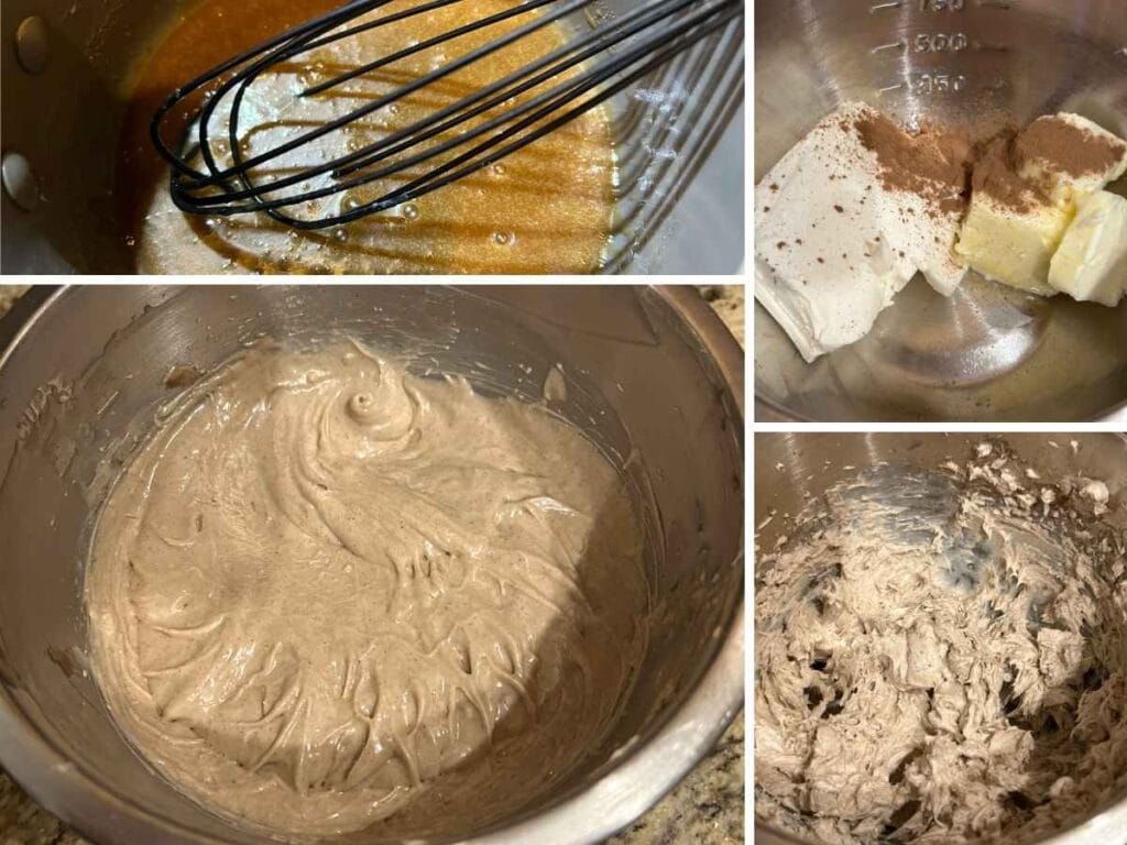 process shots to mixing a cinnamon cream cheese frosting