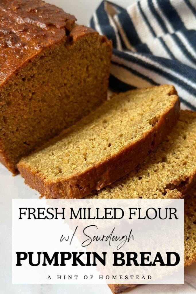 slices of sourdough discard pumpkin bread for pinterest image