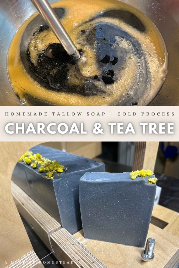 Charcoal Tea Tree Tallow Soap Pinterest image