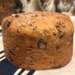 close up of a baked cherry chocolate panettone loaf