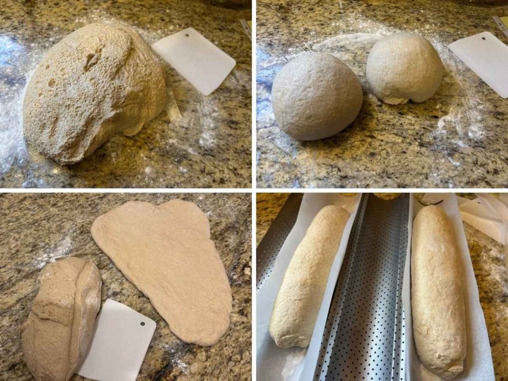 process shots of cutting, shaping, and rolling dough