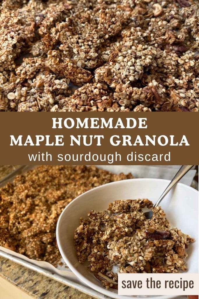 sourdough discard maple nut granola pinterest image