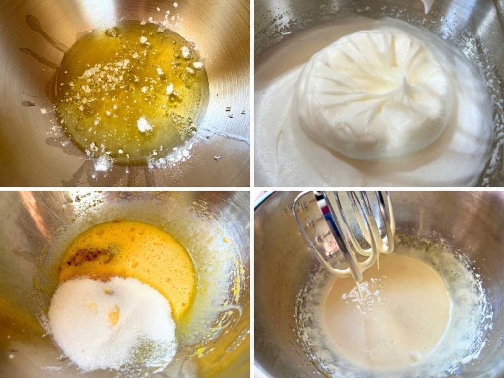 whipped eggs white up and then blending eggs yolks and sugar