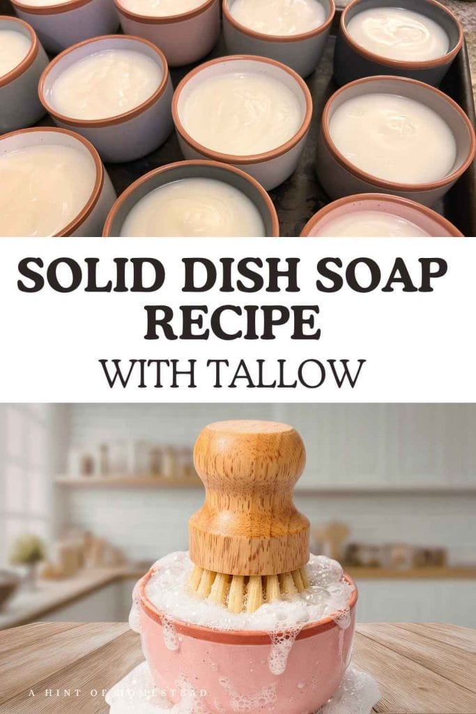 solid dish soap with tallow recipe pinterest image