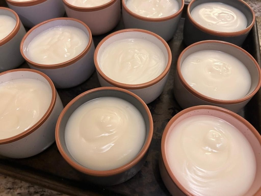 ramekins full of dish soap batter before curing