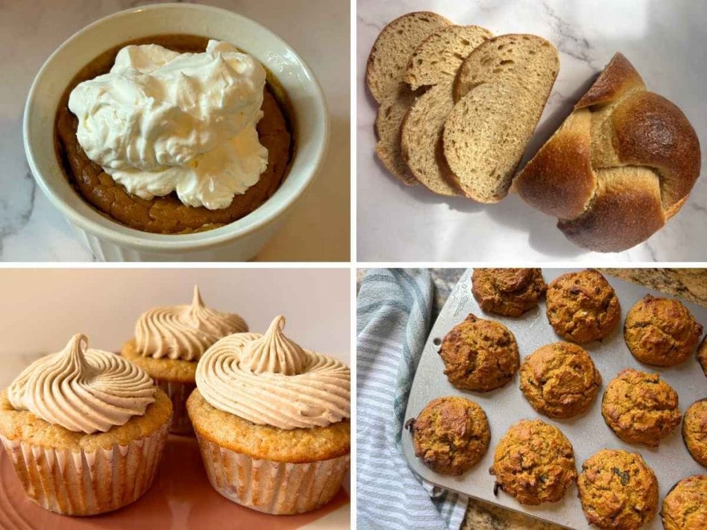 collage of fall recipes that have been baked