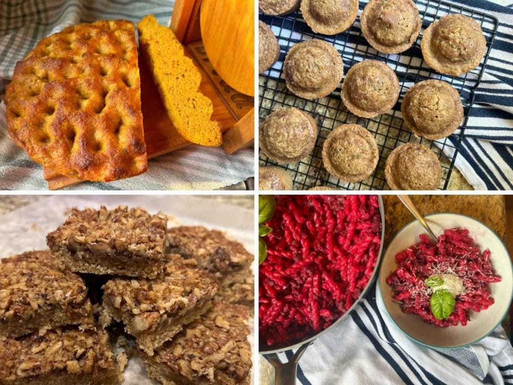 collage of fall recipes that have been baked