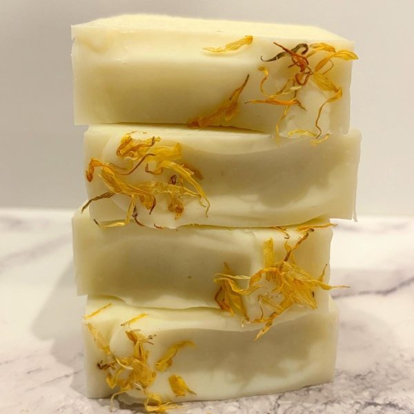 stack of herbal unscented tallow bar soaps