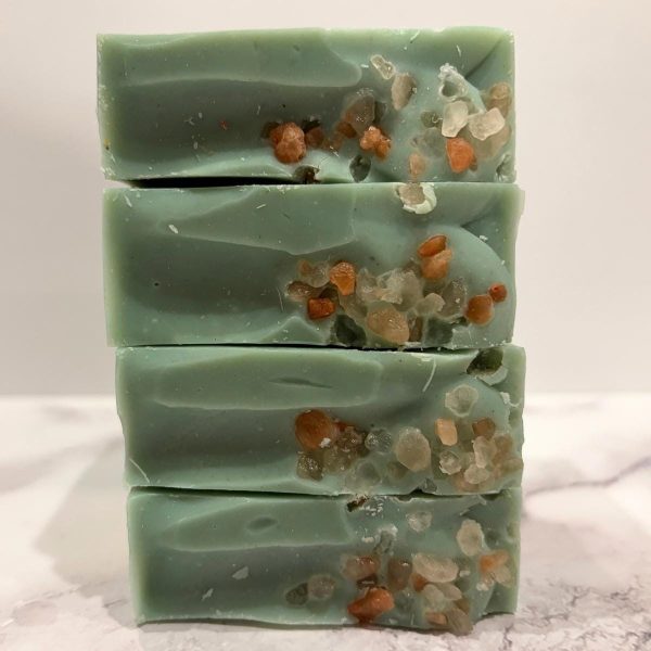 stack of green rosemary mint tallow soap bars