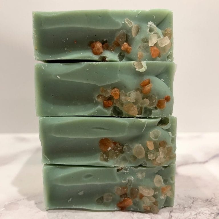 stack of green rosemary mint tallow soap bars