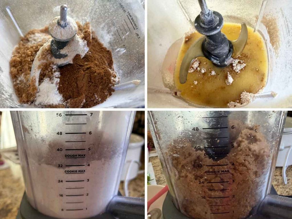 mixing flour, spices, and butter in a blender